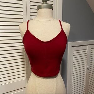Forever 21 Burgundy Basic Cropped Tank Top (S)
